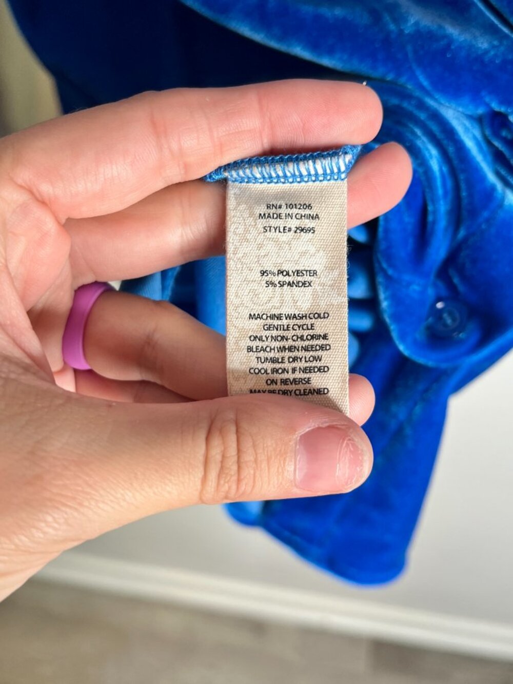 Soft Surroundings Velvet Boyfriend Tunic Shirt in Cobalt Witchy Whimsigoth Sz M - Picture 5 of 6